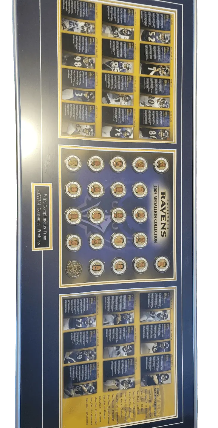 2005 Ravens, Medallion Collection in frame,