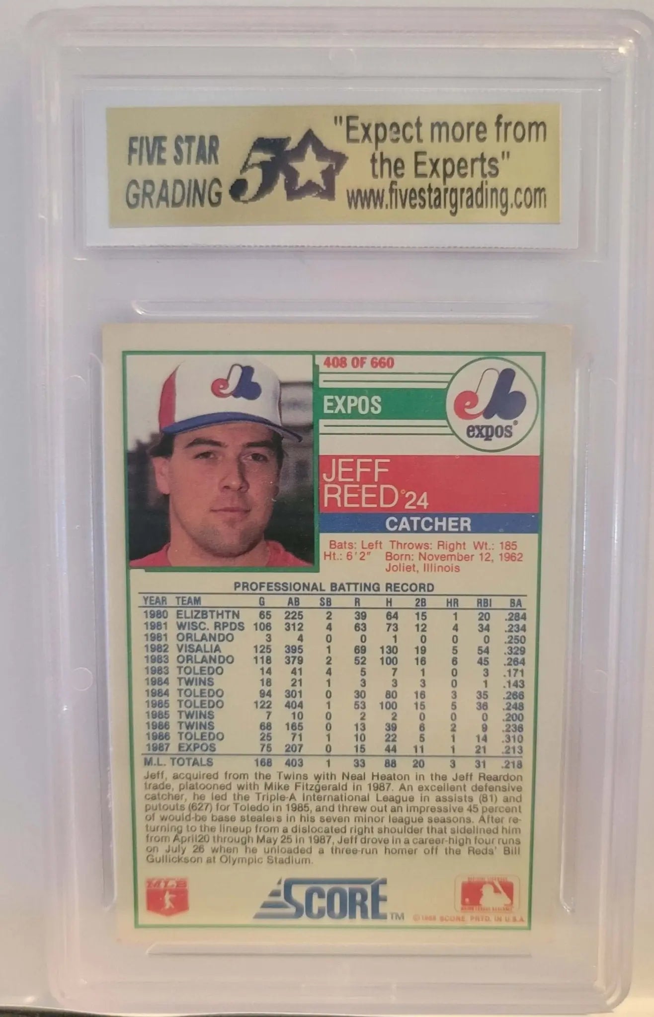 Jeff Reed, Graded, Authentic, Mint