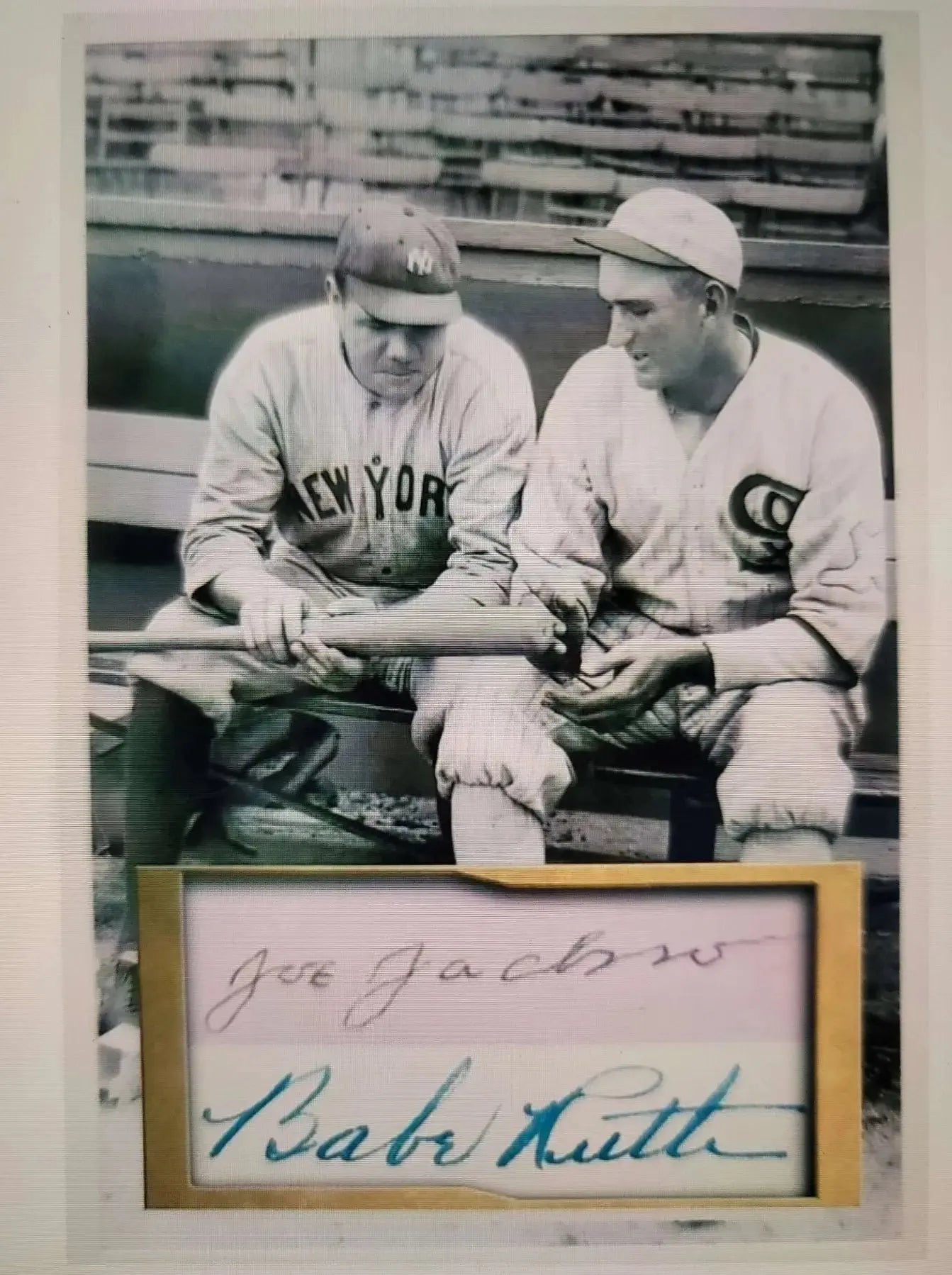 Joe Jackson, Babe Ruth , 4x6 photo W/Facsimile Signatures Rosa's Aromatherapy