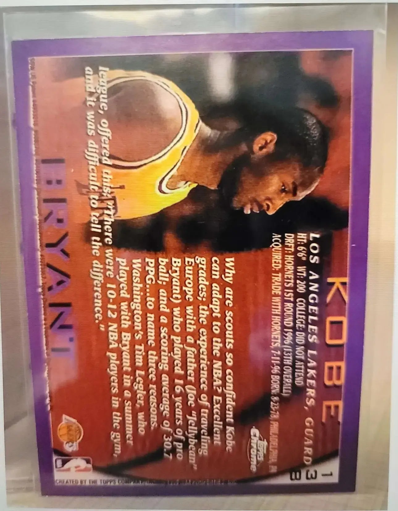 TOPPS CHROME KOBE BRYANT REPRINT ROOKIE CARD Rosa's Aromatherapy