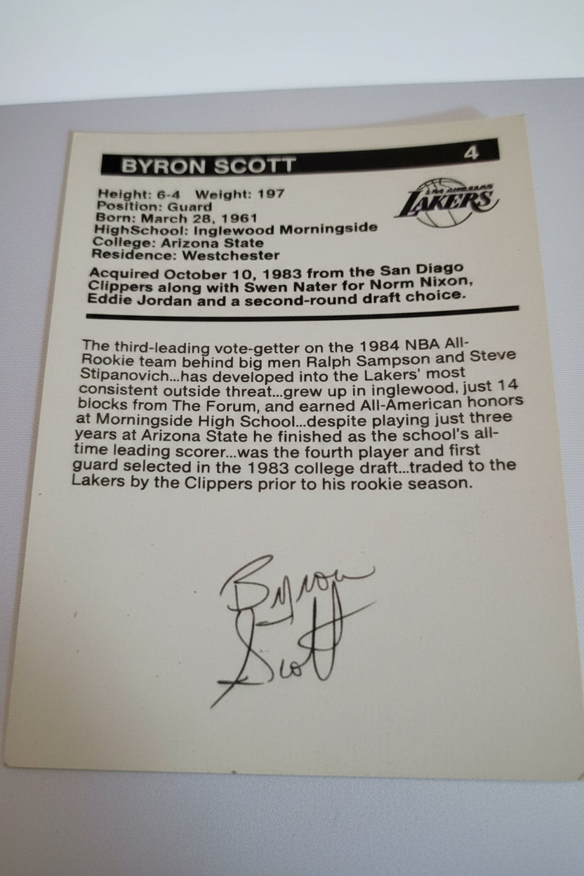 Byron Scott,1984-85, Lakers BSAF Card lot, 5x7