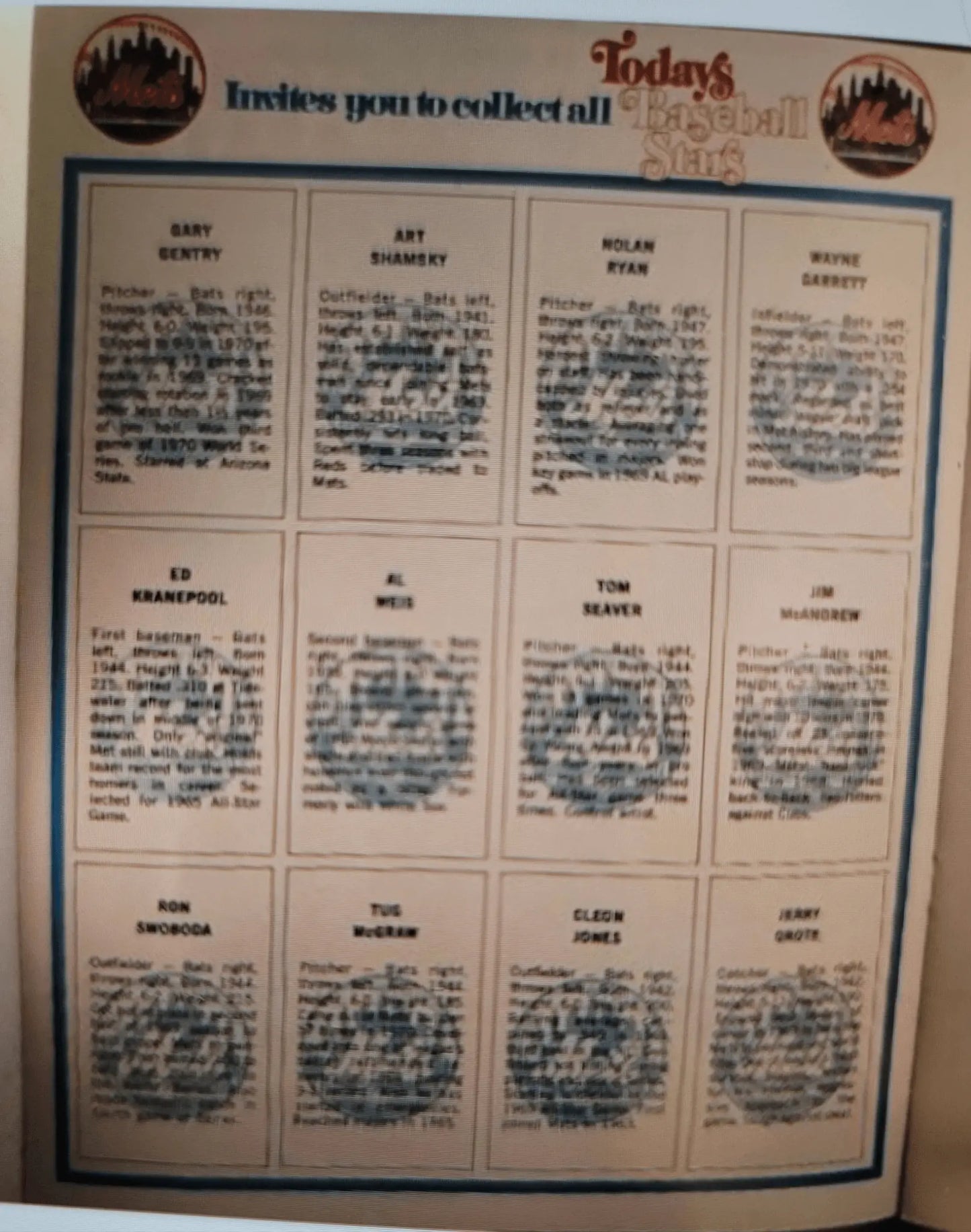 1971 NewYork Mets Book W/Stamp Sheets still attached, Nolan Ryan, Tom Seavet