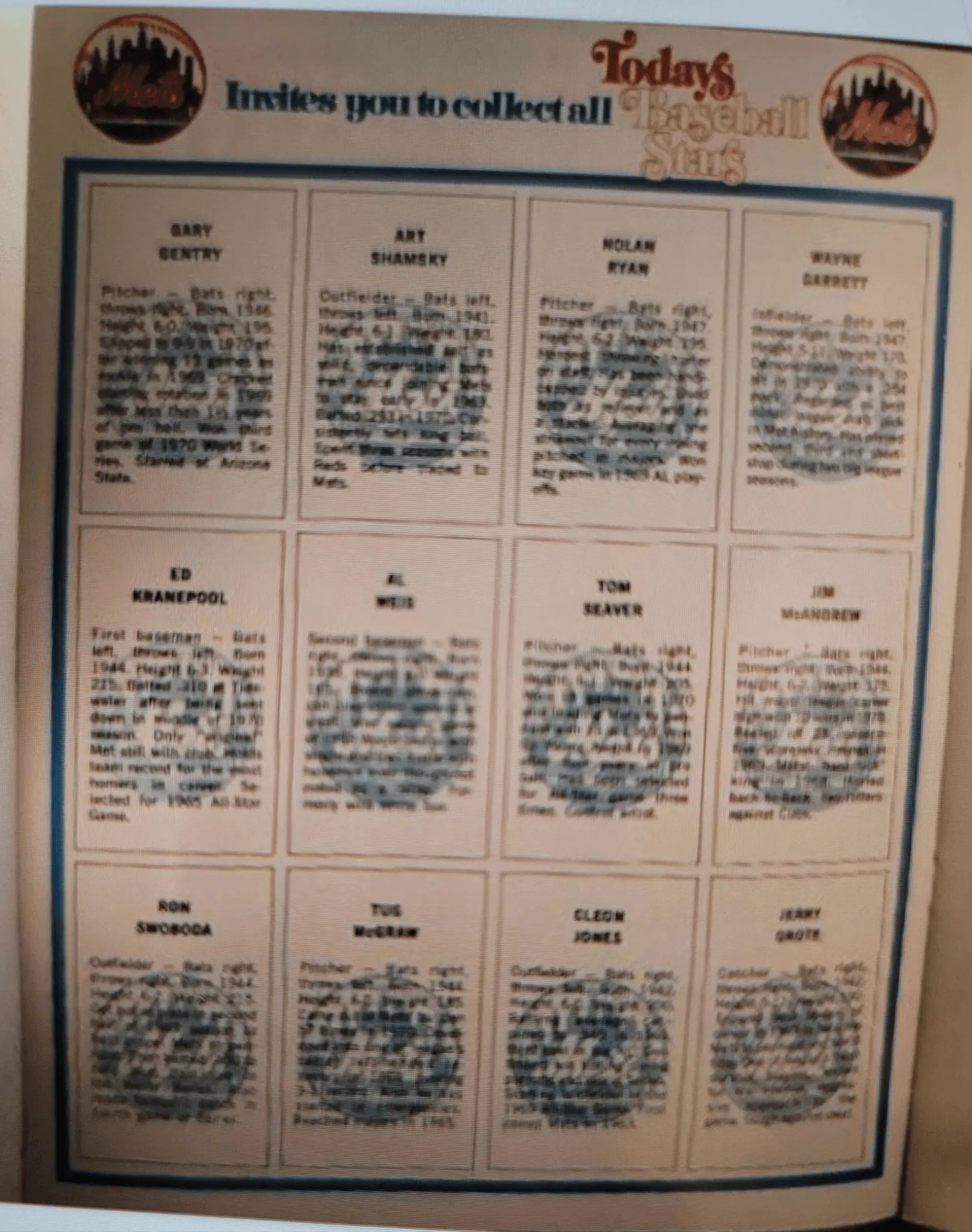 1971 NewYork Mets Book W/Stamp Sheets still attached, Nolan Ryan, Tom Seavet