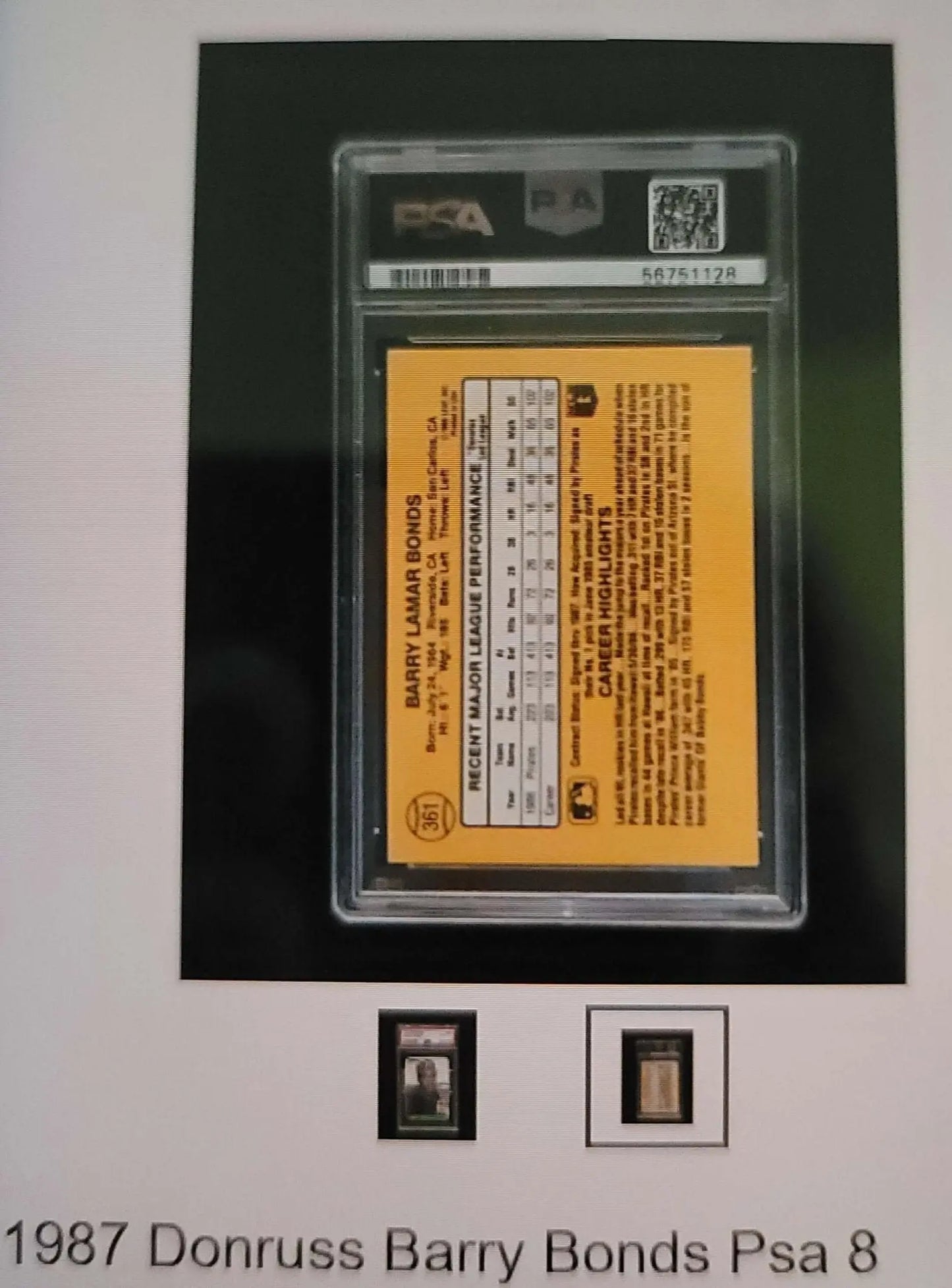 1987 Donrus #361, Barry Lamar Bonds, Rosa's Aromatherapy