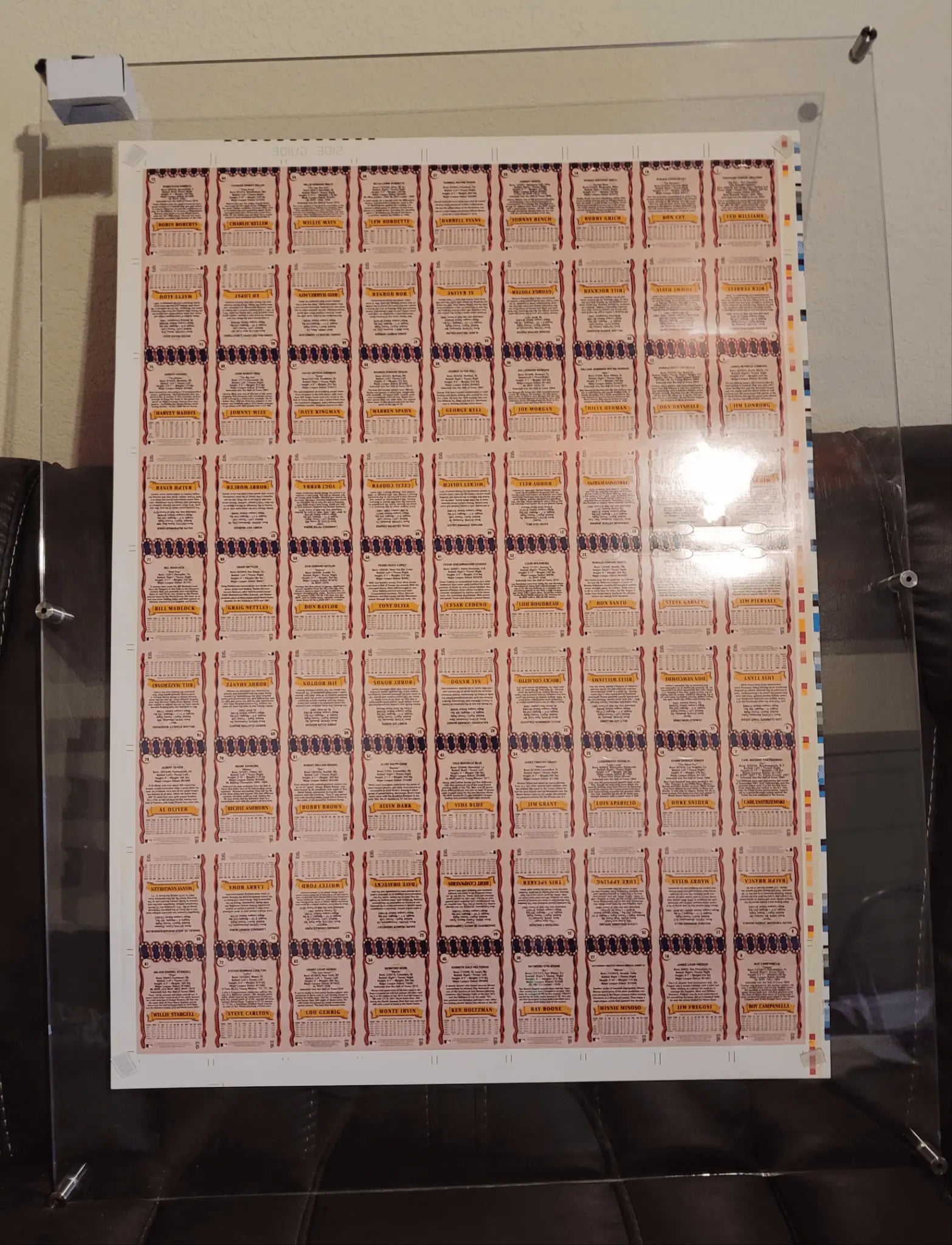 1993 Ted Williams CO., UNCUT 81 Card Sheet W/Ted Williams,Willie Mays, Lou Gehrig + More