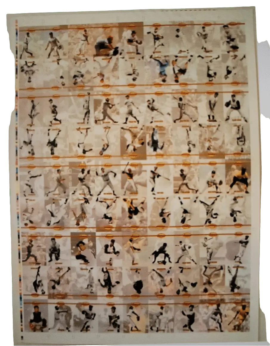 1993 Ted Williams CO., UNCUT 81 Card Sheet W/Ted Williams,Willie Mays, Lou Gehrig + More