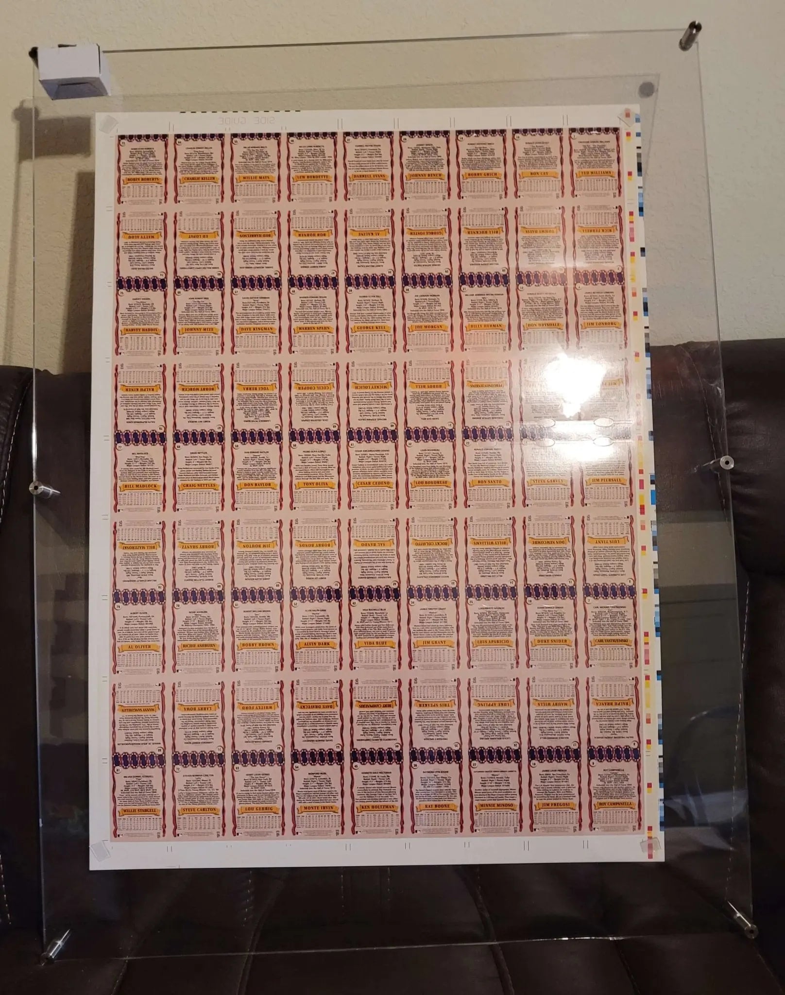 1993 Ted Williams CO., UNCUT 81 Card Sheet W/Ted Williams,Willie Mays, Lou Gehrig + More