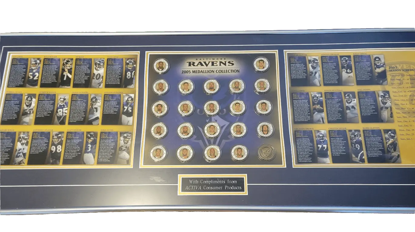 2005 Ravens,   Medallion Collection in frame,