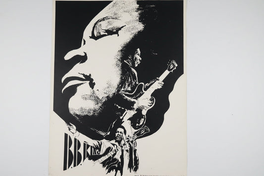 Rare Vintage 1970 B. B. King Poster 34x44 – Dan Henderson Seattle Artist – Blues Memorabilia – Estate Collection