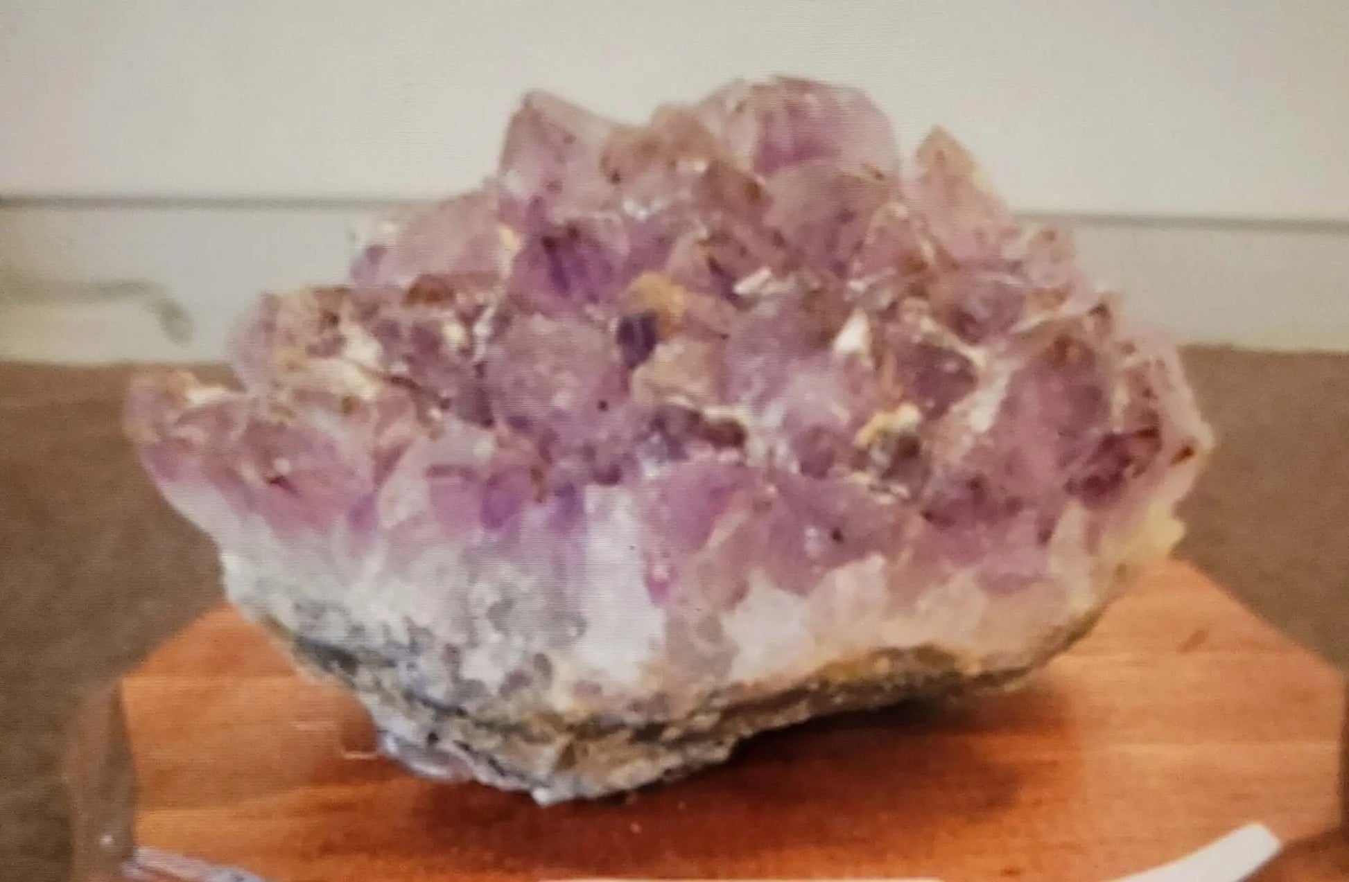 Amethyst,large piece on Wooden Base