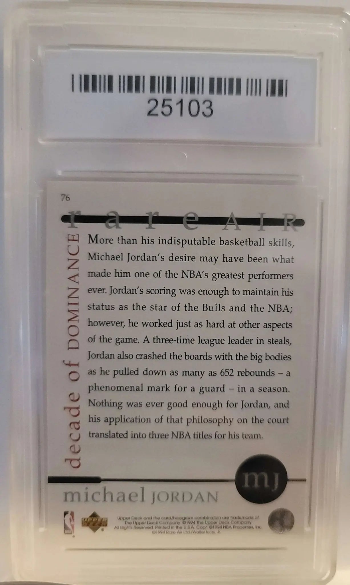 Michael Jordan, Decade Of Dominance,Graded