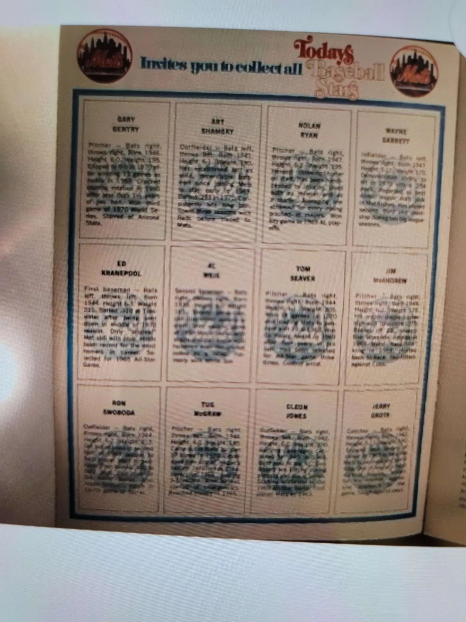 1971 NewYork Mets Book W/Stamp Sheets still attached, Nolan Ryan, Tom Seavet