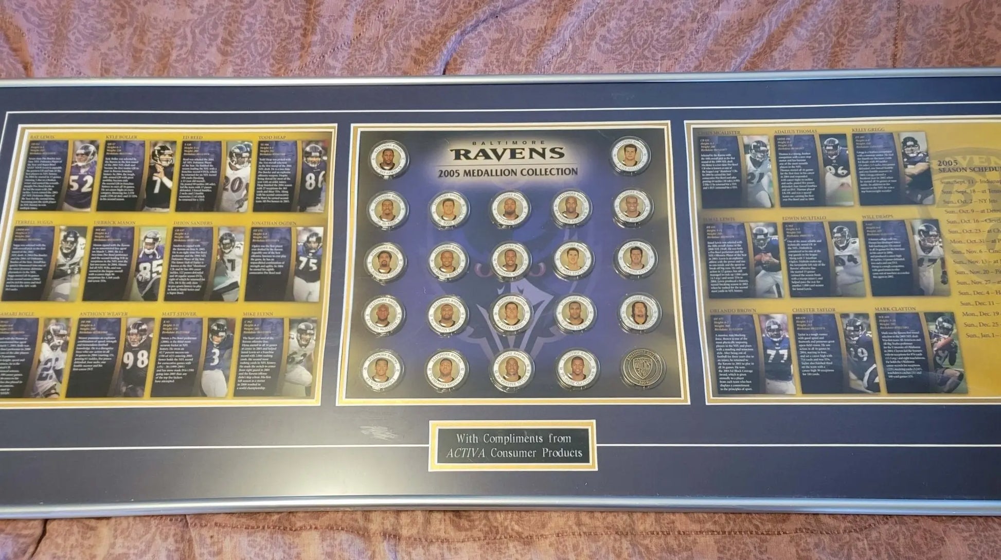 2005 Ravens,   Medallion Collection in frame,