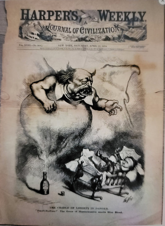 "The Cradle Of Liberty Is In Danger" Antique 1974, Harper's Weekly Front Page