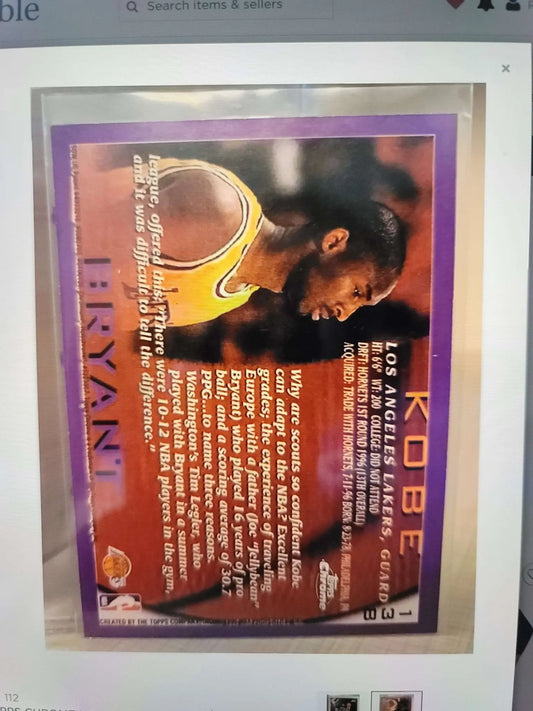 TOPPS CHROME KOBE BRYANT REPRINT ROOKIE CARD,